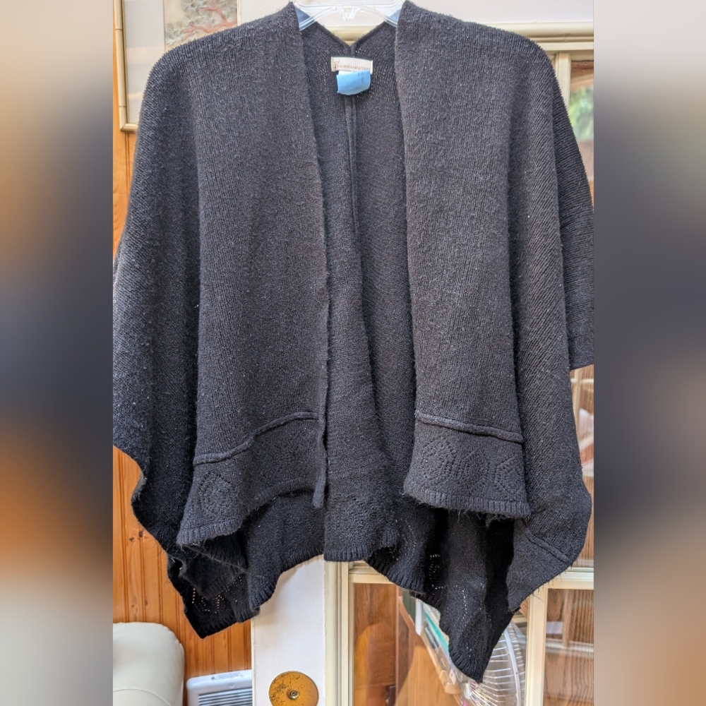 Collection XIIX Black Knit Poncho Sweater